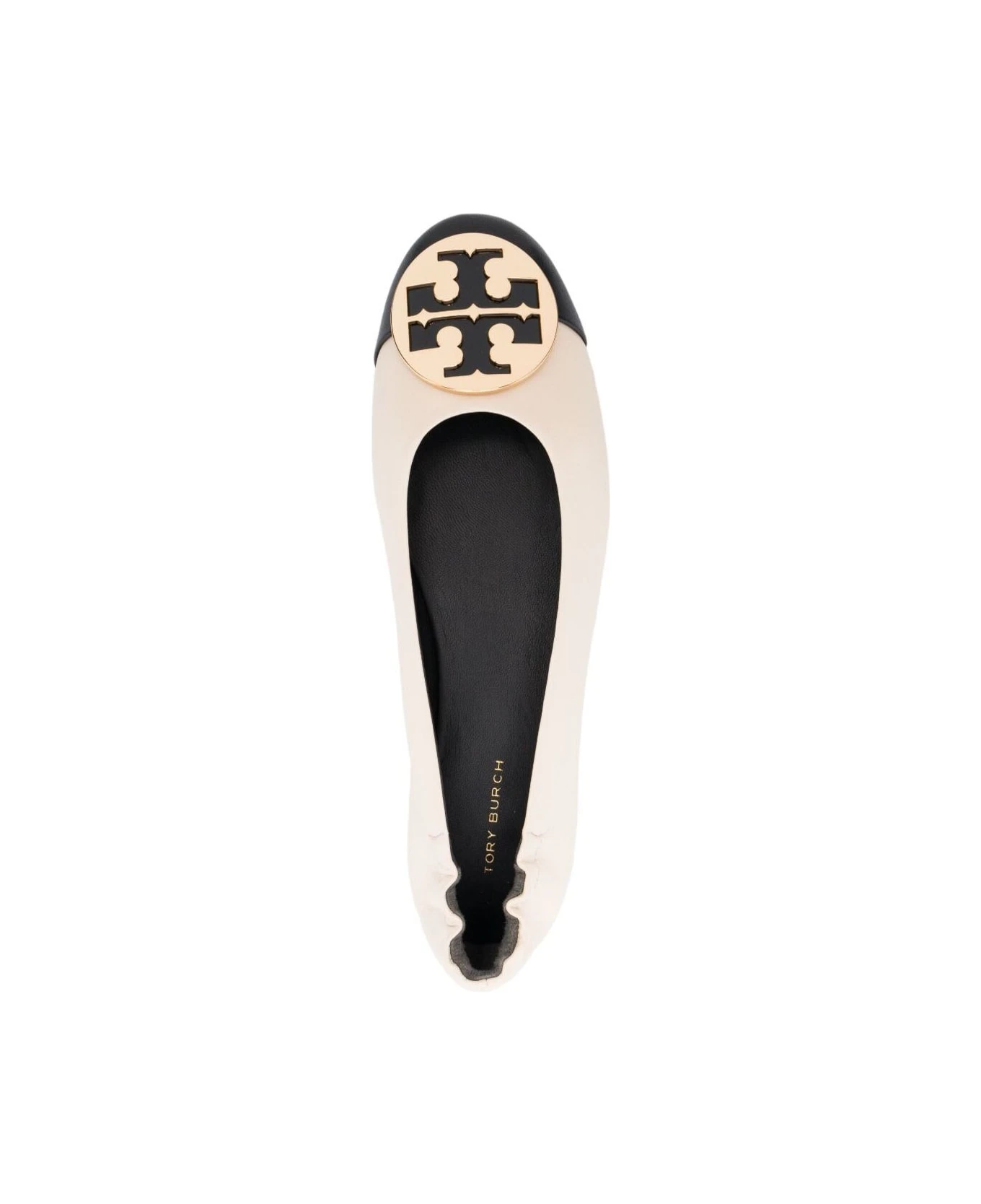 Tory Burch White Ballet Flats With Metal Logo Detail In Leather Woman 4 Tory Burch White Ballet Flats With Metal Logo Detail In Leather Woman - Image 4