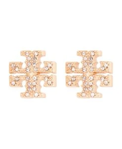 Tory Burch Crystal Logo Earrings