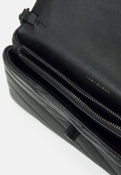 Tory Burch Kira Chevron Powder Coated Chain Wallet - Across Body Bag - Black -Tory Burch 12e61a65658447d685b1843f7921e3fe