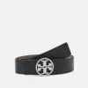 Tory Burch Miller Reversible Belt - Belt - Black / Classic Cuoio / Silver