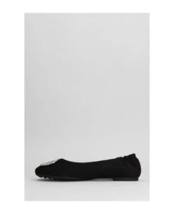 Tory Burch Claire Ballet Flats In Black Nubuck -Tory Burch 28d6470b78b67742e79cc90a03178763