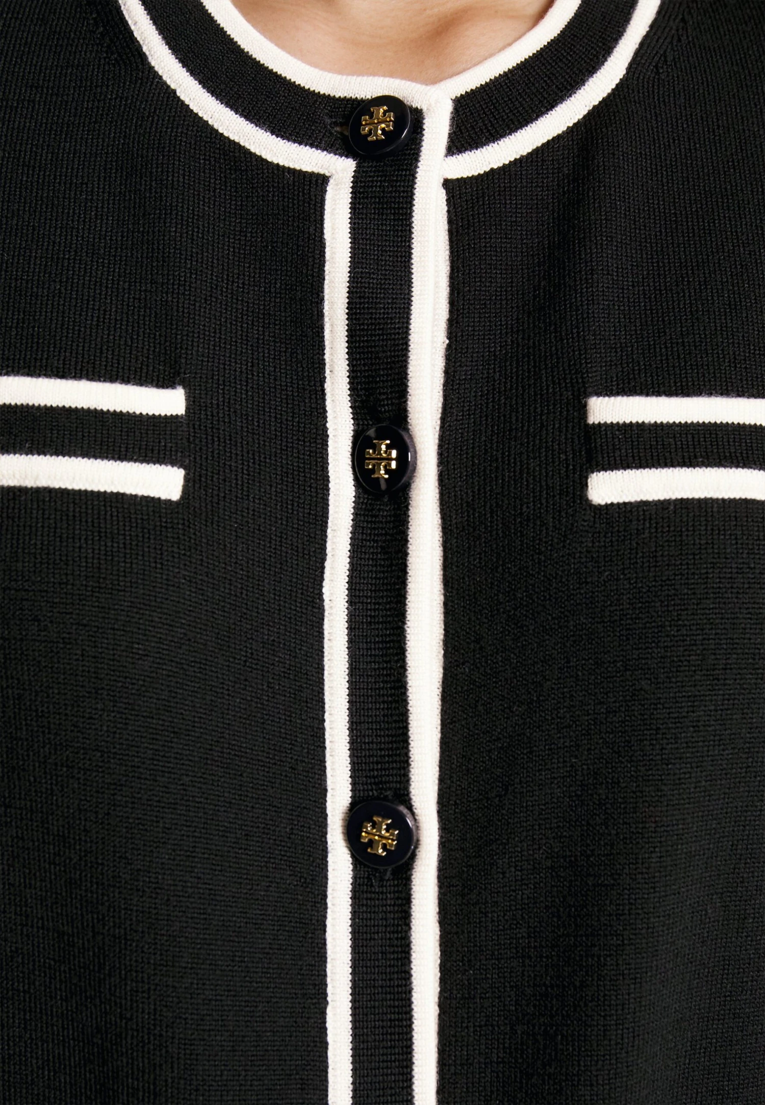 Tory Burch Kendra Cardigan - Cardigan - Black / French Cream 9 Tory Burch Kendra Cardigan - Cardigan - Black / French Cream - Image 9