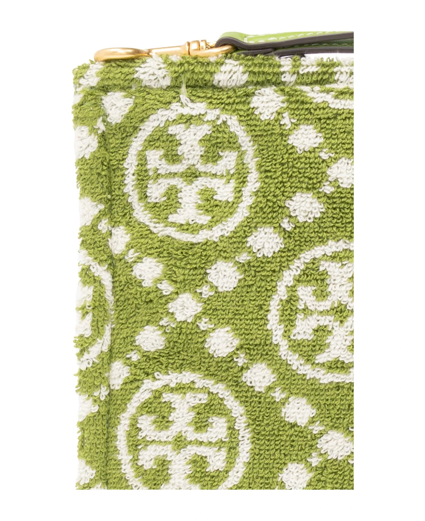 Tory Burch Green T Monogram Terry Clutch Bag 5 Tory Burch Green T Monogram Terry Clutch Bag - Image 5