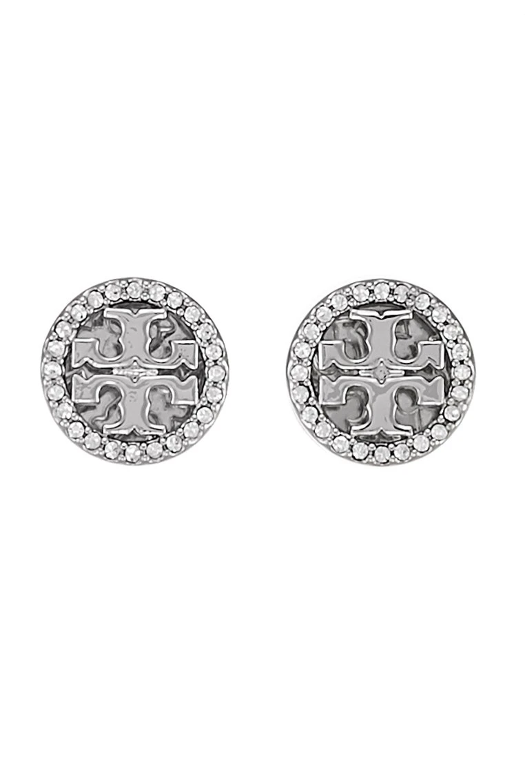 Tory Burch Logo CircleEarring - Earrings - Silver/Crystal 4 Tory Burch Logo CircleEarring - Earrings - Silver/Crystal - Image 4