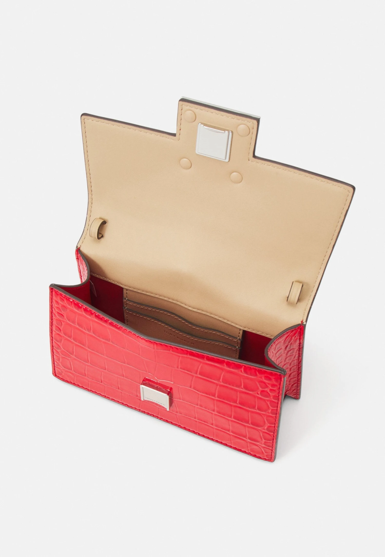 Tory Burch Trend Croc Embossed Mini- Across Body Bag - Candy Apple 3 Tory Burch Trend Croc Embossed Mini- Across Body Bag - Candy Apple - Image 3