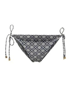 Tory Burch Blue Monogram Print Bikini Bottoms