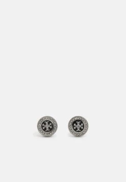 Tory Burch Kira Pave Circle Stud Earring - Earrings - Shiny Black Multi