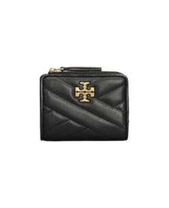Tory Burch Kira Chevron Bi-fold Wallet In Black Leather