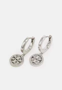 Tory Burch Miller Pave Huggie Hoop Earring - Earrings - Silver-Coloured -Tory Burch 53aefde07f0d48dc959403e856eb4258