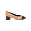 Tory Burch Beige And Black Ballet Flats With Bow Detail And Bi-color Toe In Smooth Leather Woman
