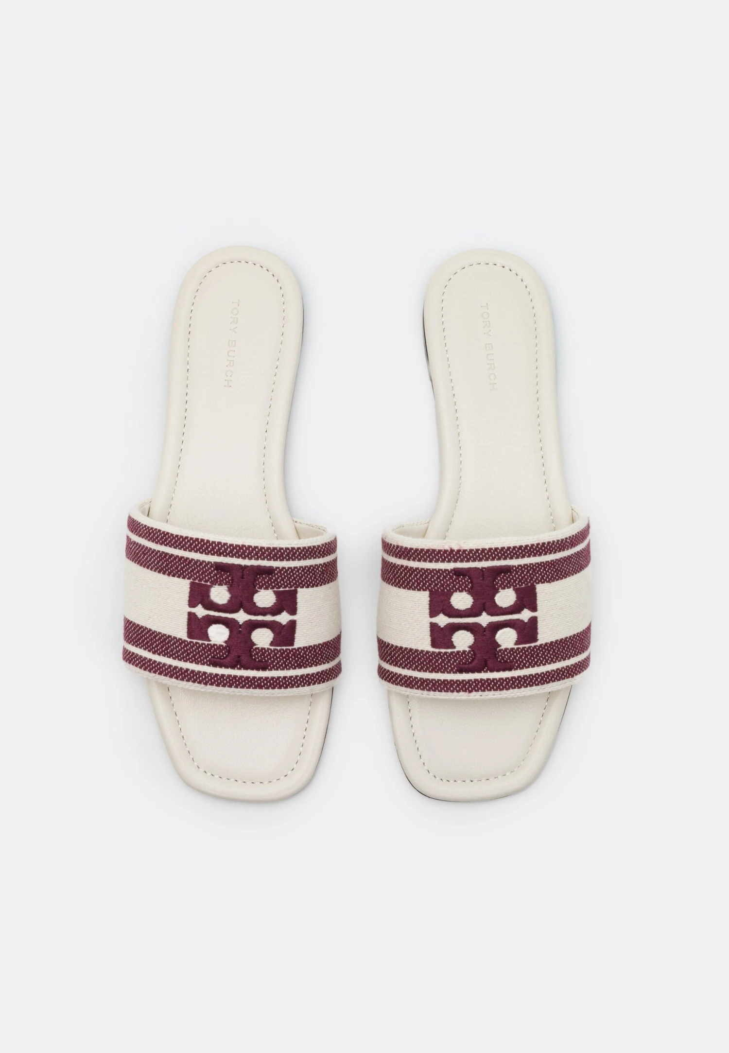 Tory Burch Logo Slide - Mules - Ash White/Vino 7 Tory Burch Logo Slide - Mules - Ash White/Vino - Image 7