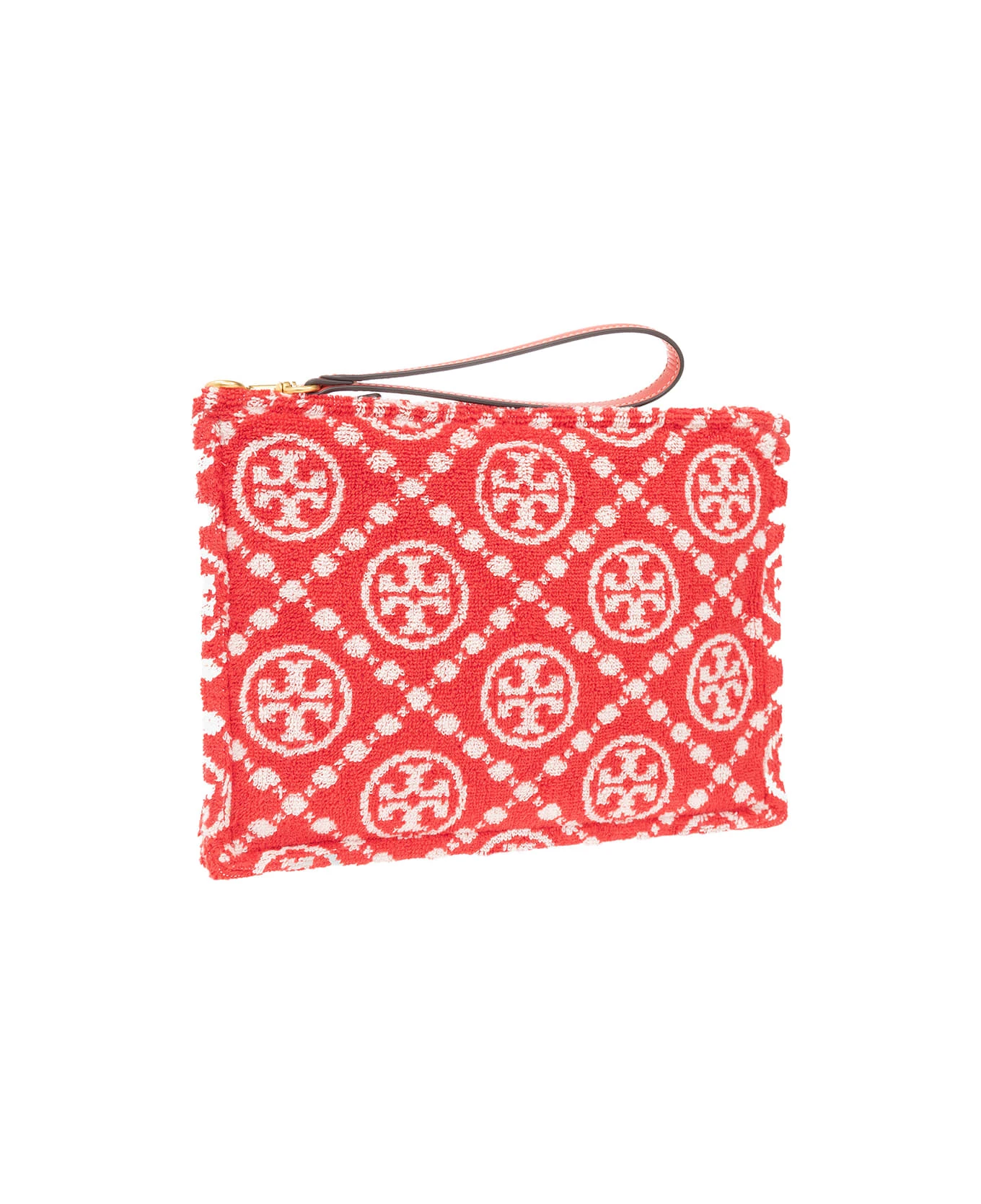 Tory Burch Red T Monogram Terry Clutch Bag 3 Tory Burch Red T Monogram Terry Clutch Bag - Image 3