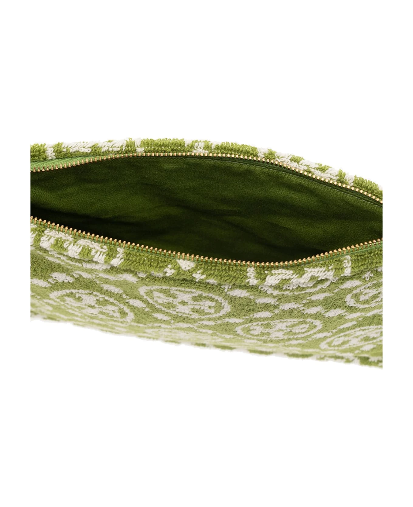 Tory Burch Green T Monogram Terry Clutch Bag 4 Tory Burch Green T Monogram Terry Clutch Bag - Image 4