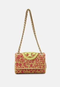 Tory Burch Small Fleming Soft Crochet Convertible Shoulder Bag - Handbag - Exotic Red/Green Citrine