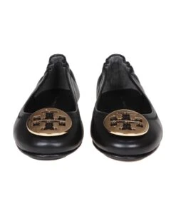 Tory Burch Minnie Ballerina In Black Leather -Tory Burch 6fbebef81c6f7f29f34cb903c4005752