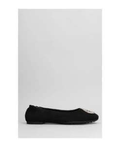 Tory Burch Claire Ballet Flats In Black Nubuck