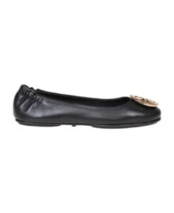 Tory Burch Minnie Ballerina In Black Leather