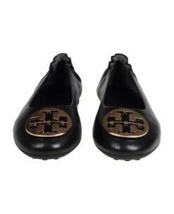 Tory Burch Balletina New Logo In Black Leather -Tory Burch 9331a9eee058b2289999d55849be7a0e