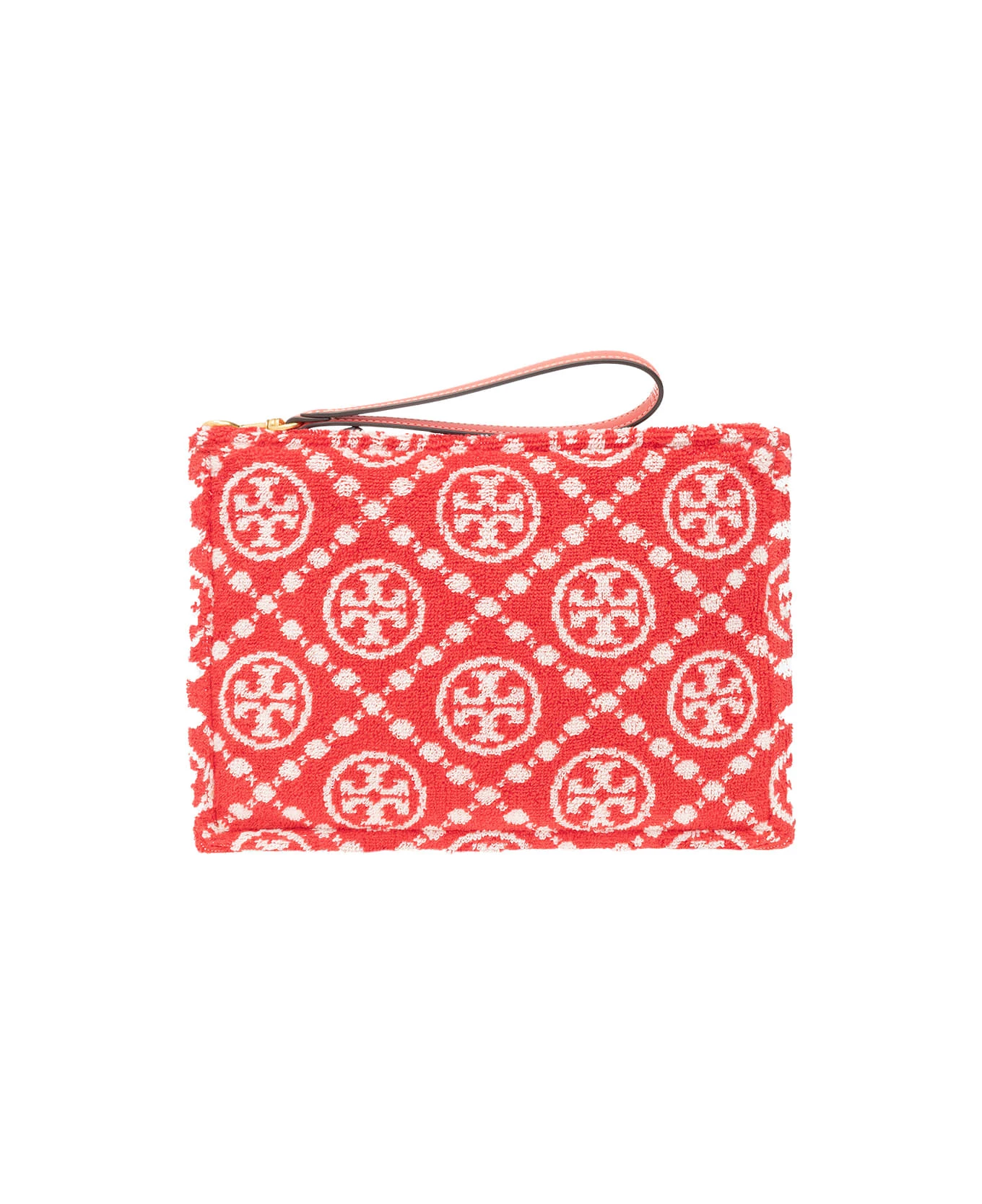 Tory Burch Red T Monogram Terry Clutch Bag 1 Tory Burch Red T Monogram Terry Clutch Bag