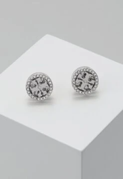Tory Burch Logo CircleEarring - Earrings - Silver/Crystal
