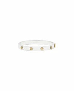 Tory Burch Silver-colored Steel Bracelet With Contrasting Logo