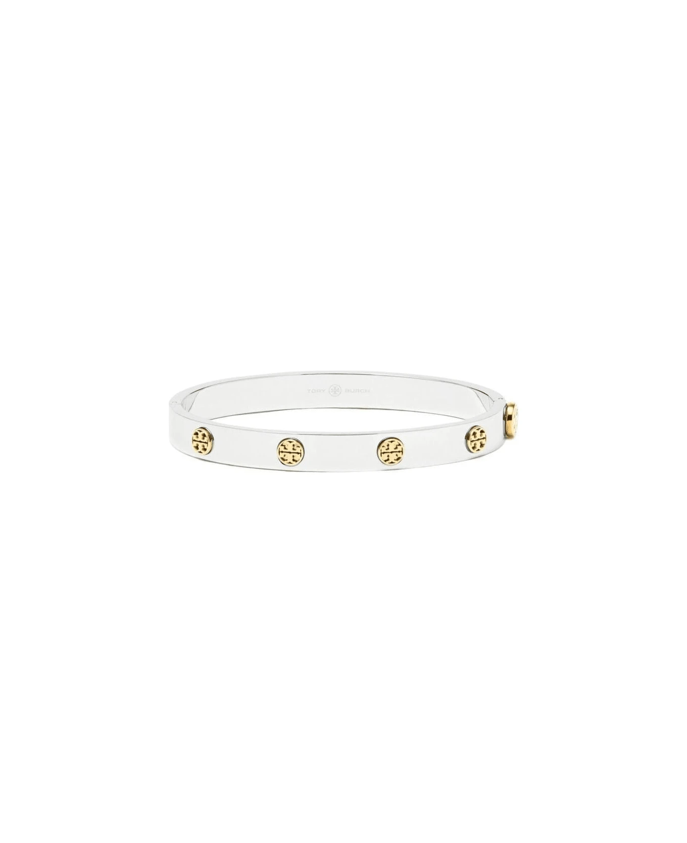 Tory Burch Silver-colored Steel Bracelet With Contrasting Logo 1 Tory Burch Silver-colored Steel Bracelet With Contrasting Logo