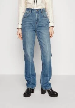 Tory Burch Mid Rise Straight - Straight Leg Jeans - Light-Blue Denim