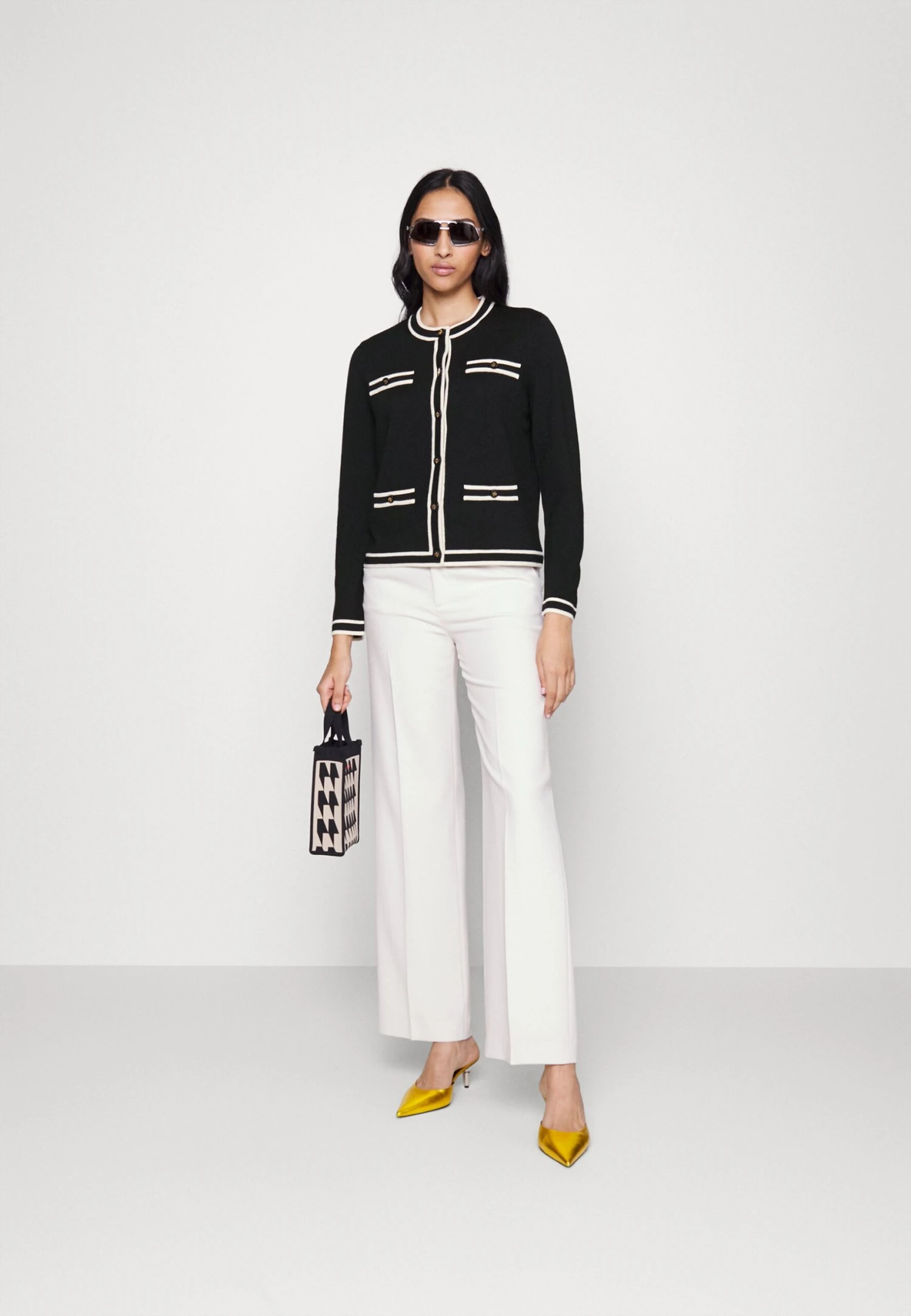 Tory Burch Kendra Cardigan - Cardigan - Black / French Cream 2 Tory Burch Kendra Cardigan - Cardigan - Black / French Cream - Image 2