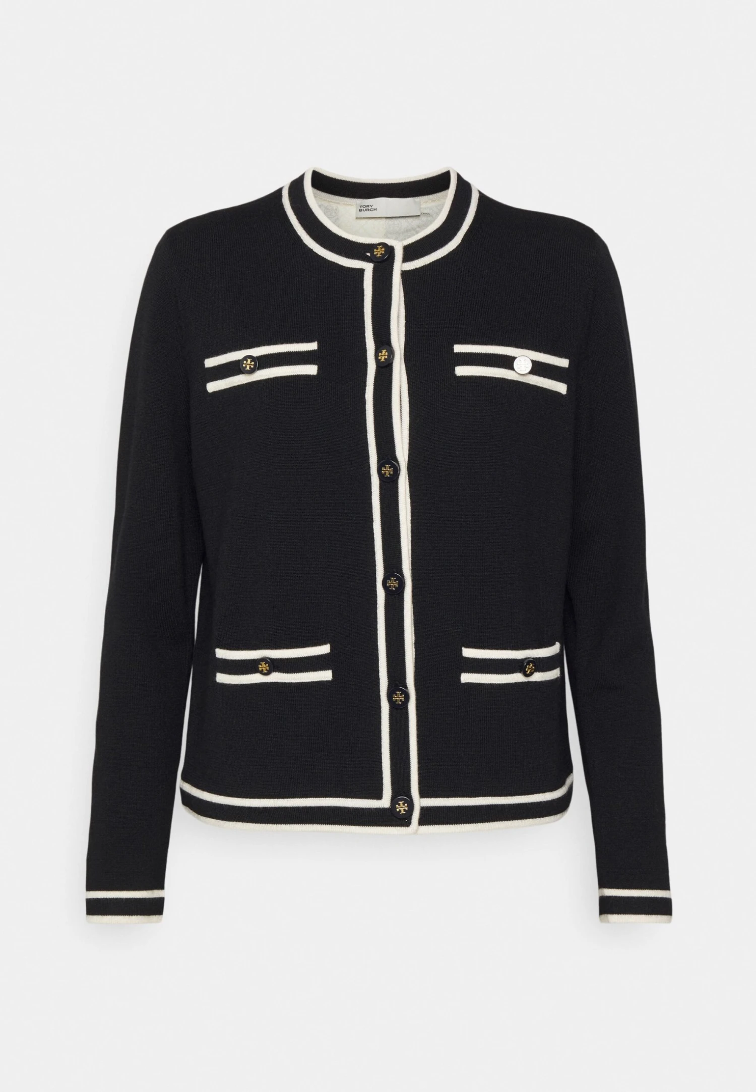 Tory Burch Kendra Cardigan - Cardigan - Black / French Cream 8 Tory Burch Kendra Cardigan - Cardigan - Black / French Cream - Image 8