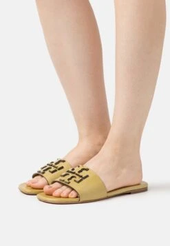 Tory Burch Double Stack Logo Slide - Mules - Roasted Pistachio