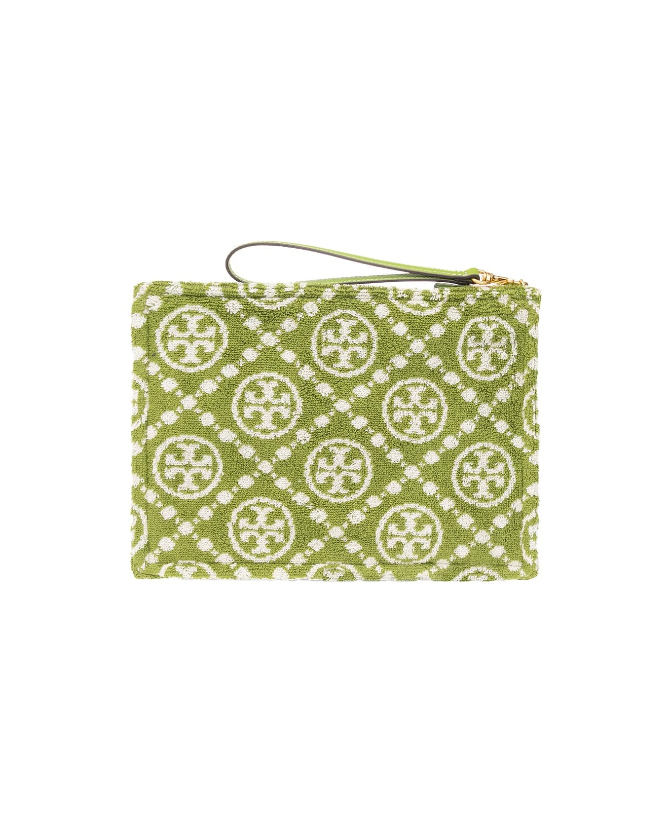Tory Burch Green T Monogram Terry Clutch Bag 2 Tory Burch Green T Monogram Terry Clutch Bag - Image 2