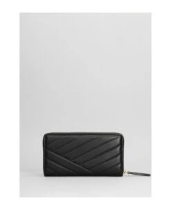 Tory Burch Kira Chevron Zip Wallet In Black Leather -Tory Burch b1cc09ce87647813c1df07d72583d4c3