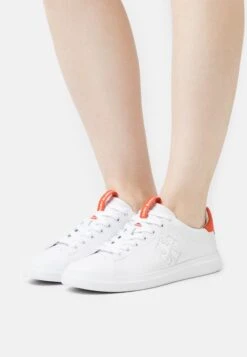 Tory Burch Logo Howell Court - Trainers - White/Desert Flower Orange