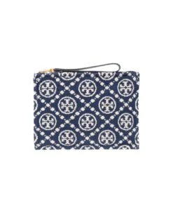 Tory Burch Blue T Monogram Terry Clutch Bag