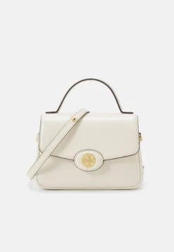 Tory Burch Robinson Spazzolato- Across Body Bag - Light Cream