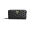 Tory Burch Kira Chevron Zip Wallet In Black Leather