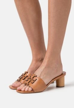 Tory Burch Double Stack Logo Mule- Clogs - Light Pecan