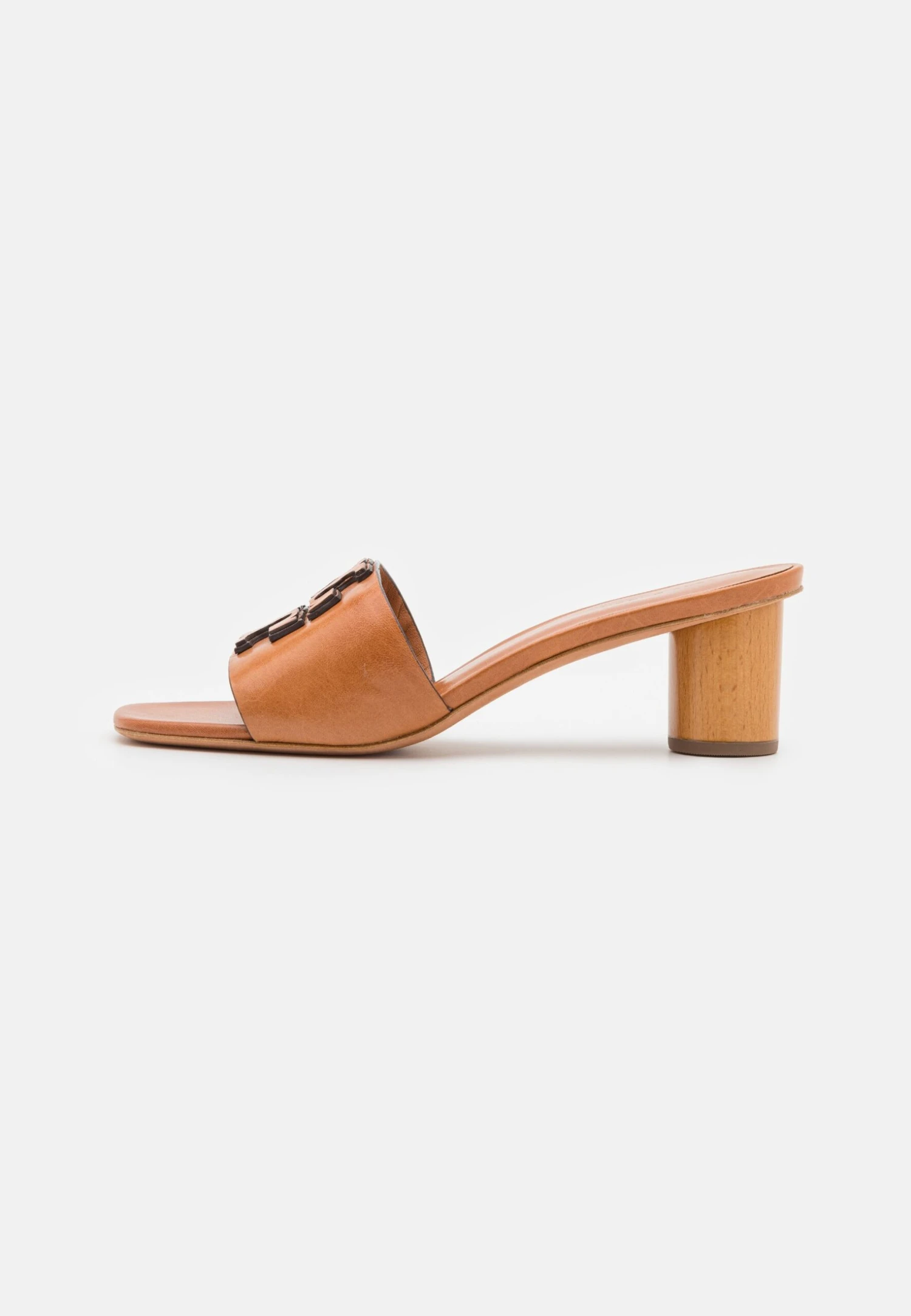 Tory Burch Double Stack Logo Mule- Clogs - Light Pecan 2 Tory Burch Double Stack Logo Mule- Clogs - Light Pecan - Image 2