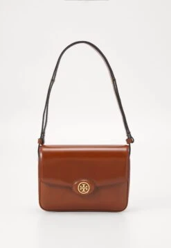 Tory Burch Robinson Spazzolato Convertible Shoulder Bag - Across Body Bag - Dark Sienna
