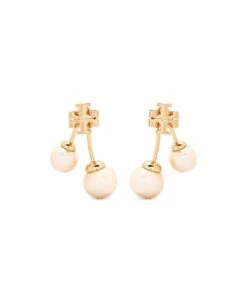 Tory Burch Kira Earrings With Pearl Detailin In Gold-tone Brass Woman