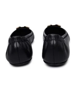Tory Burch Black Leather Claire Ballet Flats -Tory Burch ee37b8592008431eccfe8bf79ab095c7