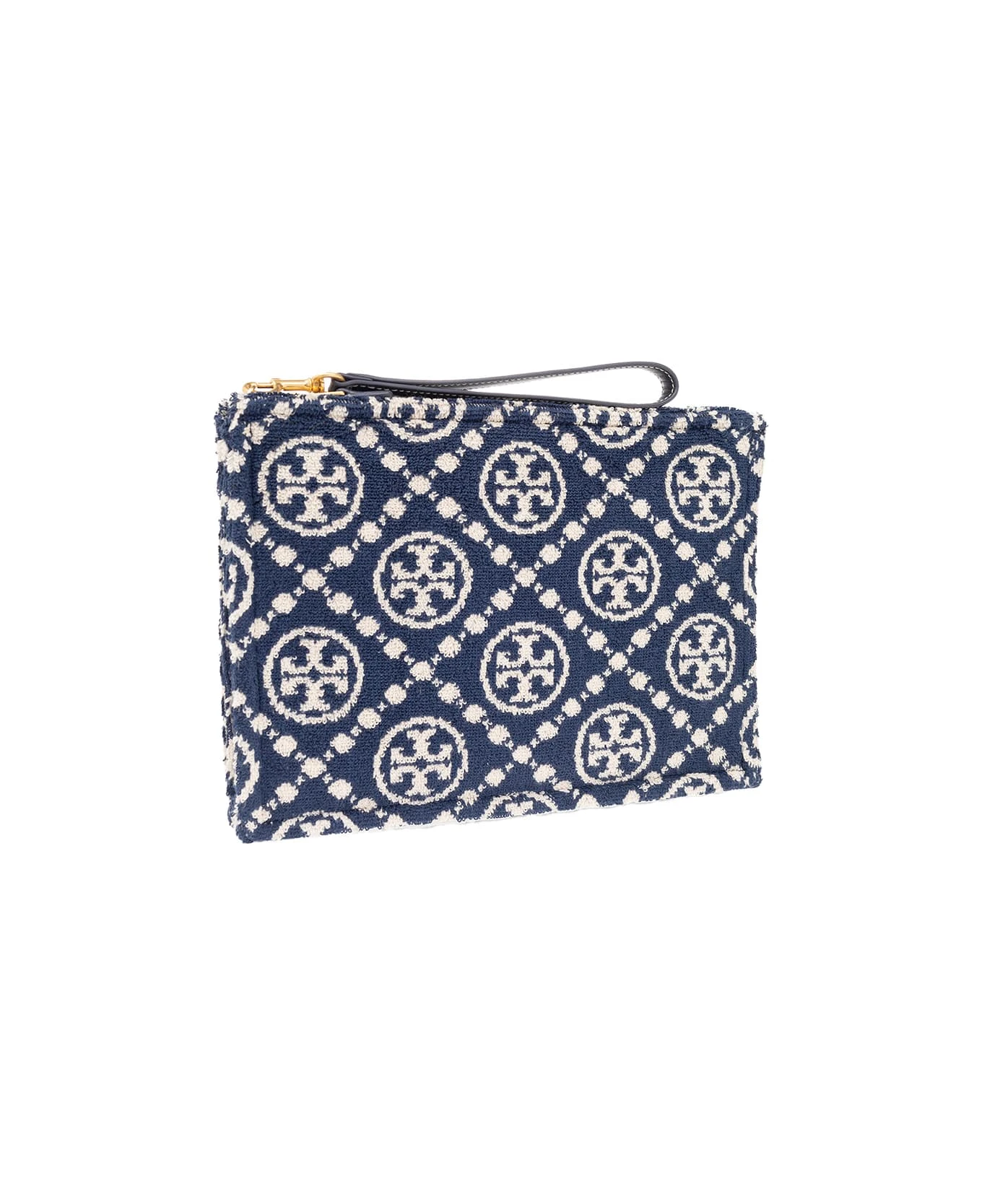 Tory Burch Blue T Monogram Terry Clutch Bag 3 Tory Burch Blue T Monogram Terry Clutch Bag - Image 3