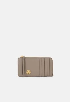 Tory Burch Robinson Top Zip Card Case - Wallet - Gray Heron