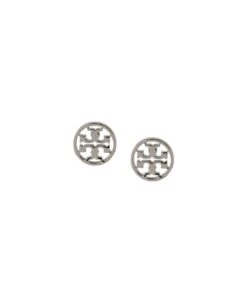 Tory Burch Miller Stud Earrings In Silver-tone Brass Woman