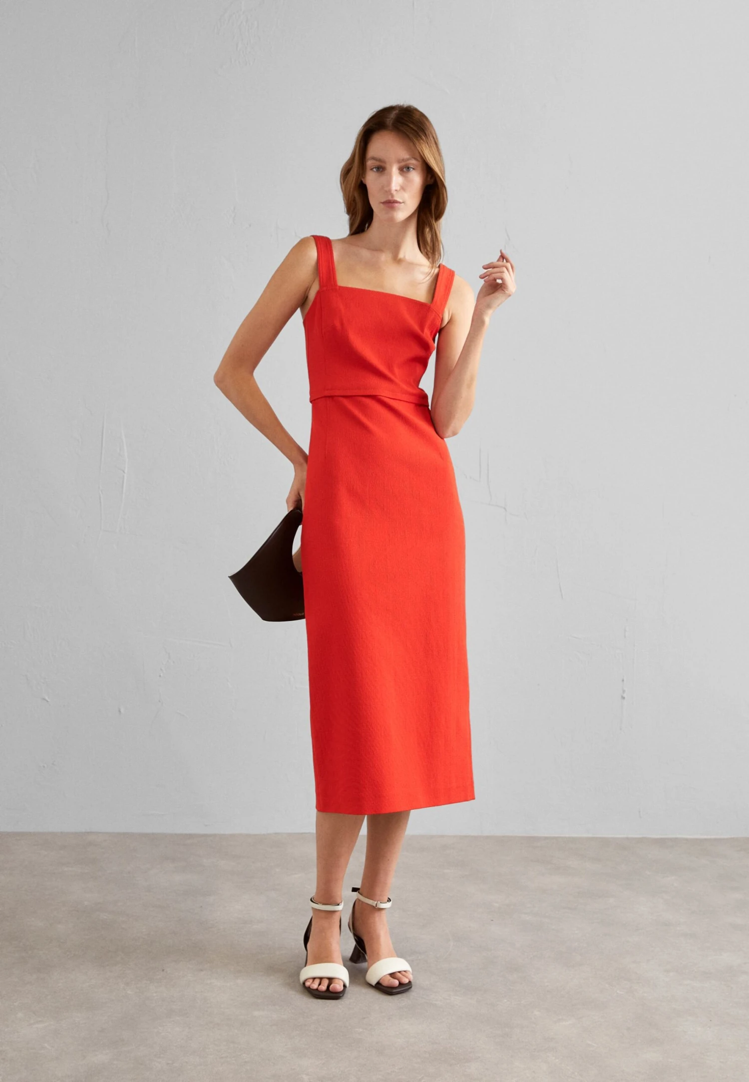 Tory Burch Stretch Faille Dress - Cocktail Dress / Party Dress - Goji Red 1 Tory Burch Stretch Faille Dress - Cocktail Dress / Party Dress - Goji Red