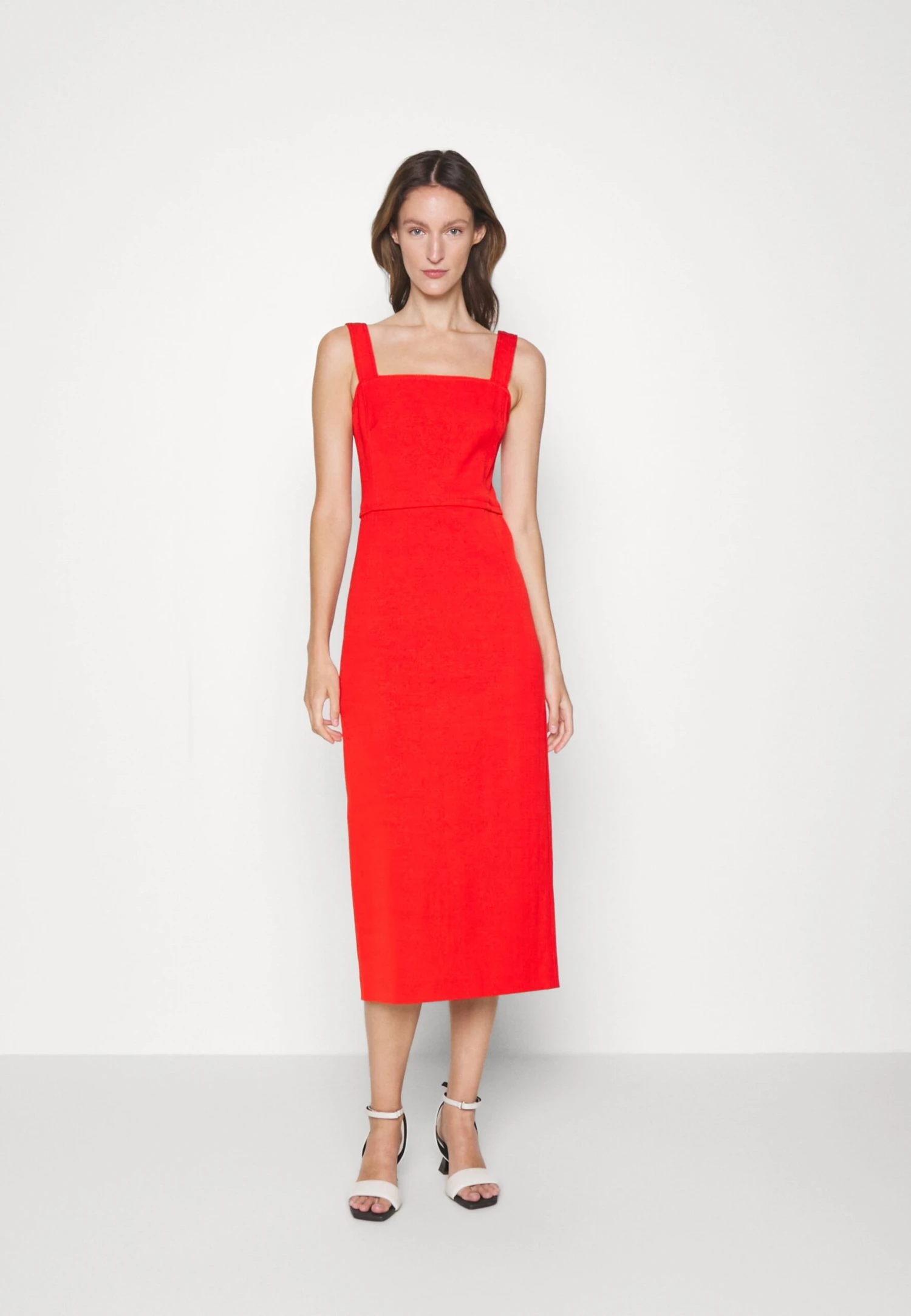 Tory Burch Stretch Faille Dress - Cocktail Dress / Party Dress - Goji Red 4 Tory Burch Stretch Faille Dress - Cocktail Dress / Party Dress - Goji Red - Image 4